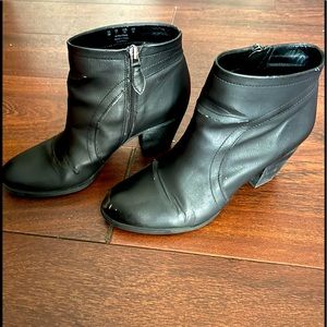 Black bootie boots 9 low wedge heel